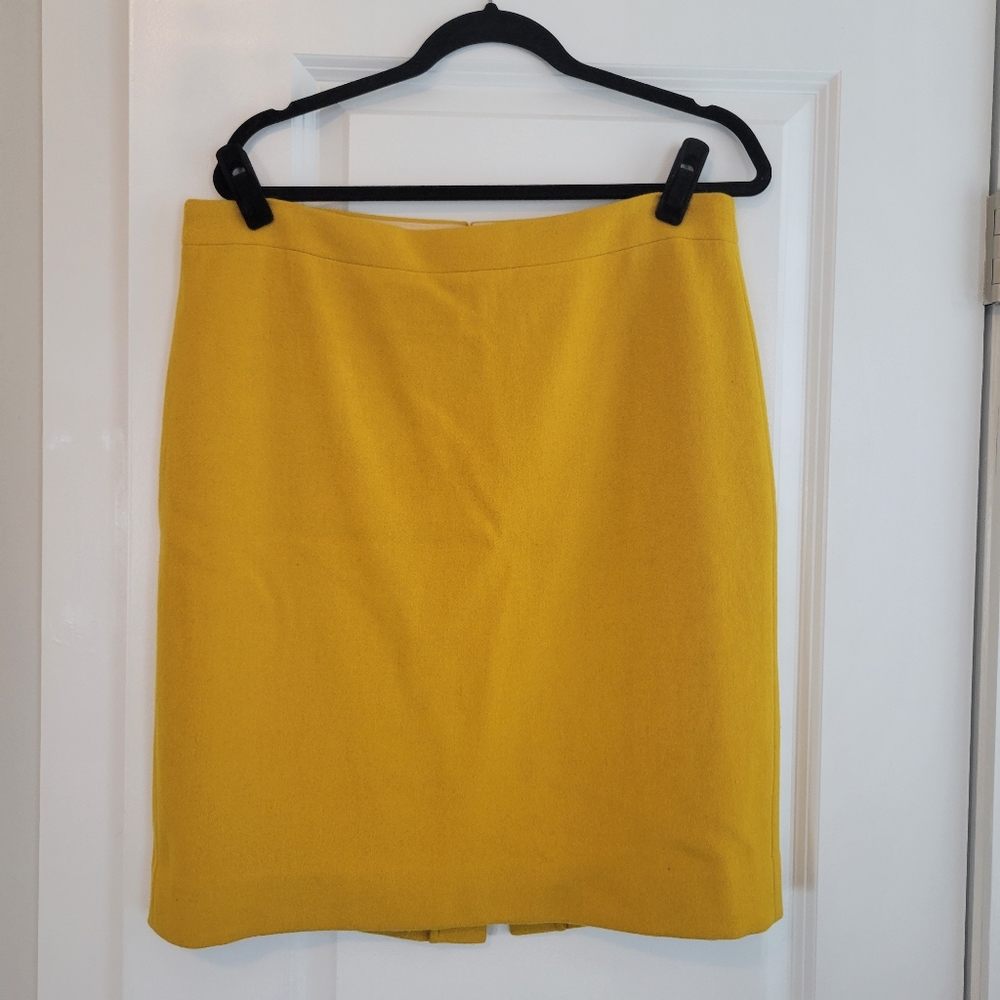 J Crew Pencil Skirt Size 14 Color Mustard Yellow